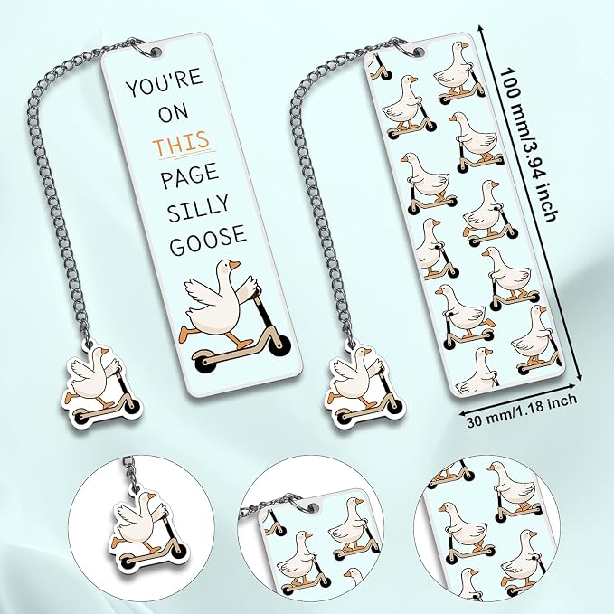 Silly Goose Bookmarks Funny Bookmark Gifts for Women Kids Valentines Day Gifts for School Book Accessories for Reading Lovers Novelty Cute Bookmarks Cool Gift for Reader Valentines Graduation Bookmark