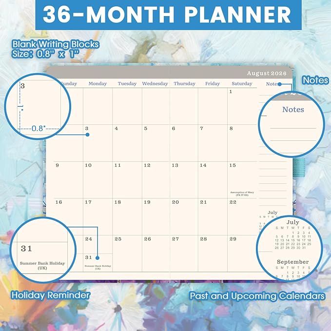 2026-2029 Pocket Planner/Calendar - 3 Year Monthly Planner 2026-2029, July 2026 - June 2029, 6.3" x 3.8", 60 Notes Pages, Inner Pocket, Pen Loop, Elastic Closure, Perfect Organizer for Purse