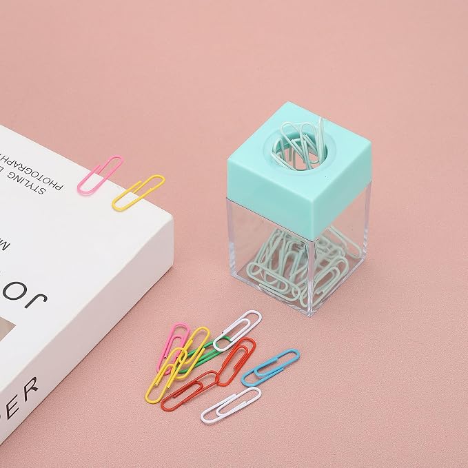 PATIKIL Magnetic Paper Clip Holder Dispenser, Large Capacity Paper Clip Organizers with Magnetic Top for Desk Supplies, Office, Classroom, Home, Green