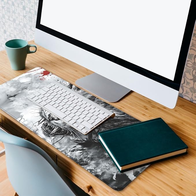 Evil Cat Gaming Mouse Pad Desk Pad Gothic Red Eyes Mousepad XL Large Gaming Mousepad Laptop Keyboard Mat Desk Pad Office Computer Keyboard Laptop Home 31.5"x11.8"