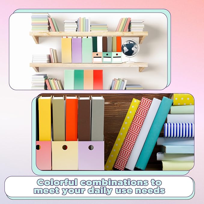 Jutom 32 Pcs Magazine File Holder Set Including Colored Foldable Desk File Holder Organizer White Label Stickers Cat Pen Cardboard Magazine Storage Box for Document School Office (Gradient,Classic)