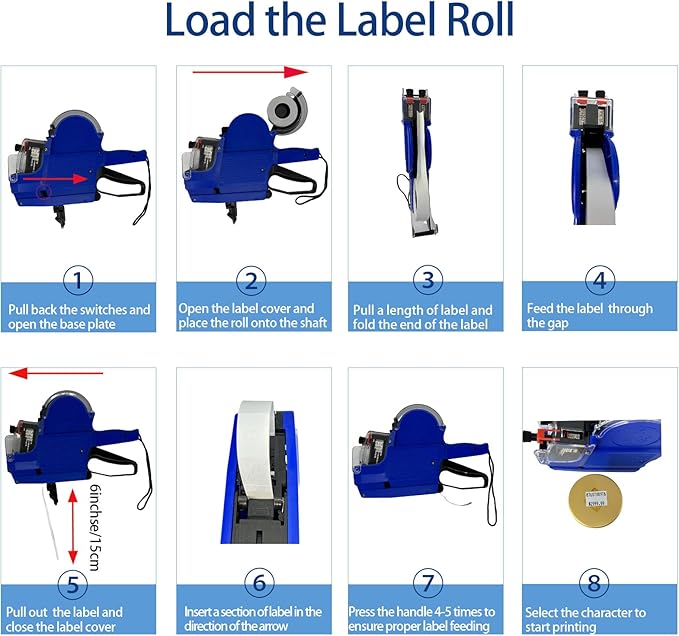 2 Line Price Gun with 1200 White 400 Red 400 Yellow 400 Green Labels 3 Ink Rollers,1 Ink roll and Labels Pre-Loaded