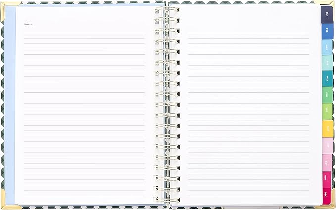 Simplified 2026 12-Month Spiral Weekly Planner — Camp Gingham — January 2026 - December 2026, Calendar Year Organizer with Stickers, Pockets, and Keepsake Box