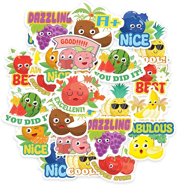 120PCS Scratch and Sniff Stickers for Teens, Large Scented Smelly Fruits Reward Stickers, Motivational Incentive Fun Decals with Positive Words for Students Teachers Chart School Supplies, 12 Designs