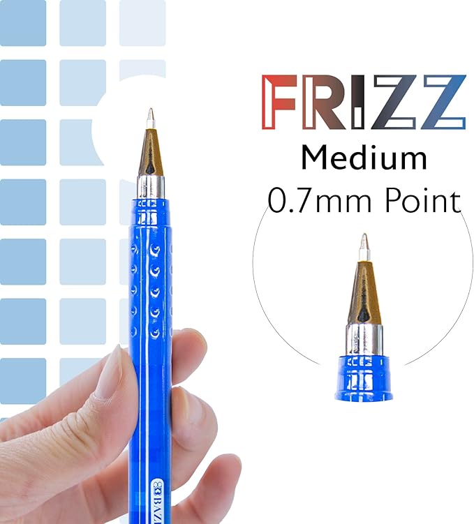 BAZIC PRODUCTS Frizz Erasable Gel Pens, 0.7mm Medium Point, Assorted Colors Ink, Smooth Writing & Drawing Planner, 12-Pack