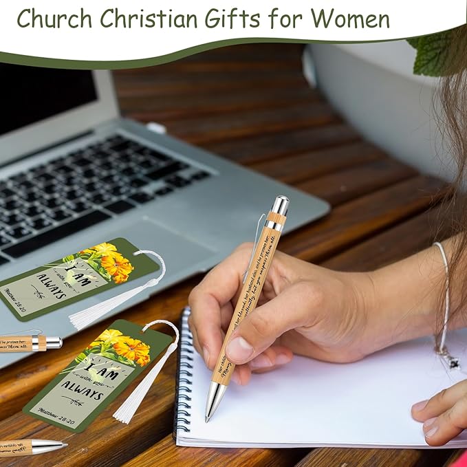 Spakon 70 Sets Mother's Day Church Gifts Bible Verse Bookmarks Inspirational Bamboo Pens Gift Bags Mom Christian Gifts Bulk Religious Mothers Day Party Favors