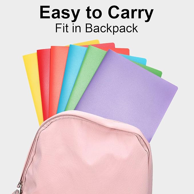 MystiCharm File Folders With Pockets Back To School Supplies 6 Pack Colored Plastic 2 Pocket Folders Bulk Document Resume Portfolio Homework Paper Folder Students Teacher School Office Supplies Folder