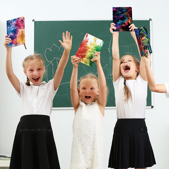 Jumbo Book Covers 7 Pack Reusable Fabric Book Cover Protective Book Covers 9x11inch Ink Splash Stretchable Book Sleeve Cover with Label Sticker for Most Hardcover Books Up to 10x12.5inch