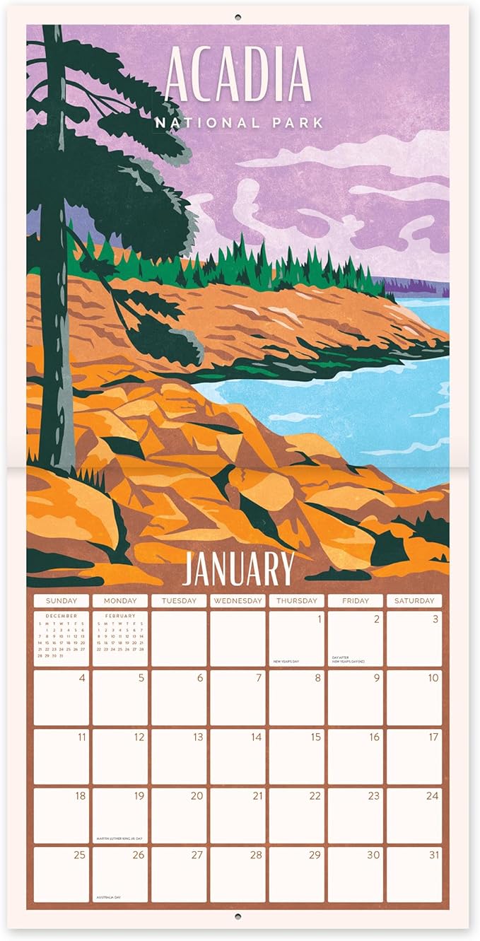 Orange Circle Studio Wall Calendar 2025-26, National Parks, Large Monthly Planner, Hanging Organizer, Cute for Home Office, Classroom, School, Family Calendar, Easy Planning and Organizing, 12” x 12”