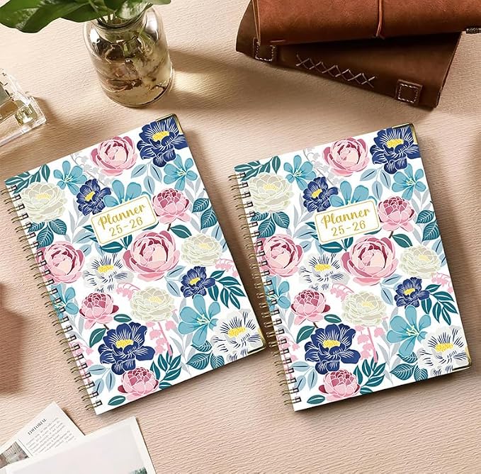 2025-2026 Planner, 12-Month Daily Weekly Monthly Planner from JUL.2025 to JUN.2026, 8.5" X 6.2", Spiral Hardcover Notebook with Bookmarks, Elastic Closure, Inner Pocket for Office School Supplies