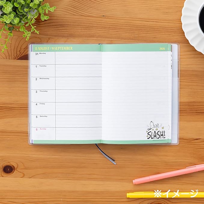Sanrio 623326 B6 Diary (Horizontal Ruled Type) 2026 Snoopy Paper Starts October Notebook Planner Schedule Notebook