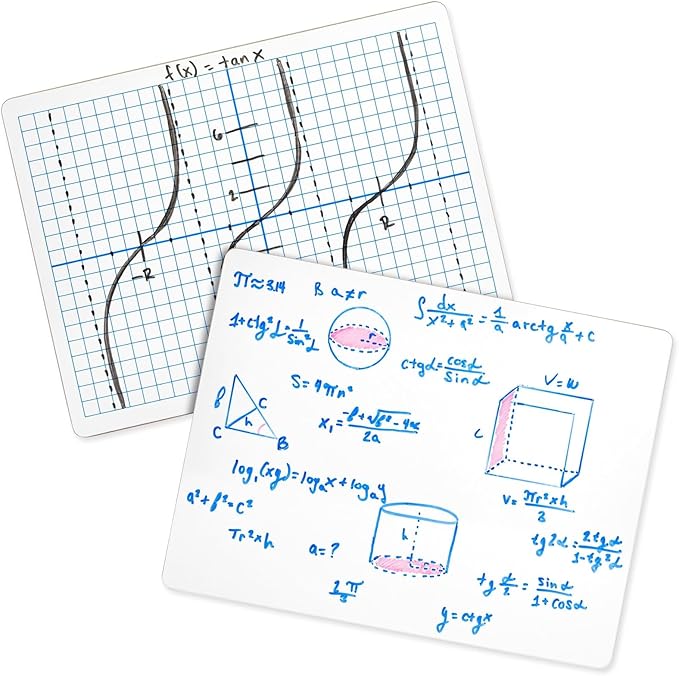 Bright Creations Dry Erase Boards with Grid & Blank Side - 24-Piece Double-Sided 9" x 12" - WhiteBoards with Erasers for Teacher and School Supplies