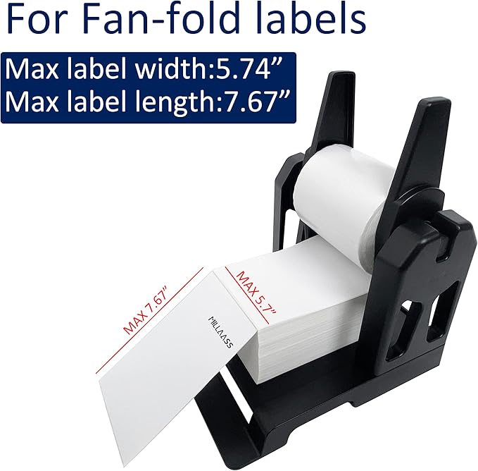 Label Holder, Thermal Label Holder for Rolls and Fan-Fold Labels, Shipping Label Roll Holder,Work with Desktop Label Printer for Office and Home(Black Large)