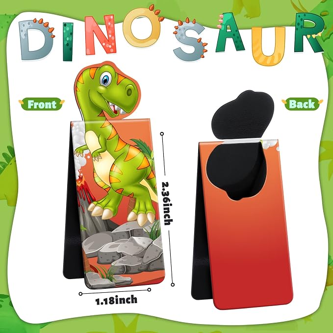 Sepamoon 12 Pcs Dinosaur Magnetic Bookmarks, Cute Page Markers for Classroom Rewards, Teacher Prize Supplies, Reading Incentives, Party Favors, Book Lovers Gifts Bulk