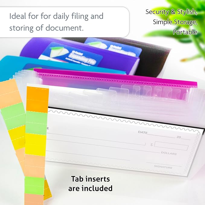 BAZIC Products 13-Pocket Check Size Poly Expanding File, for Documents Office School, Set of 4