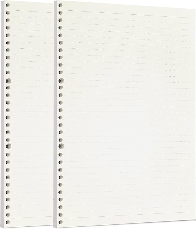 Zelten 2 Pack A4 90 Sheets/180 Pages Lined Loose Leaf Punched Paper Refills Paper for 30 Hole Binder Personal Organizer Diary Notebook Refillable Planner
