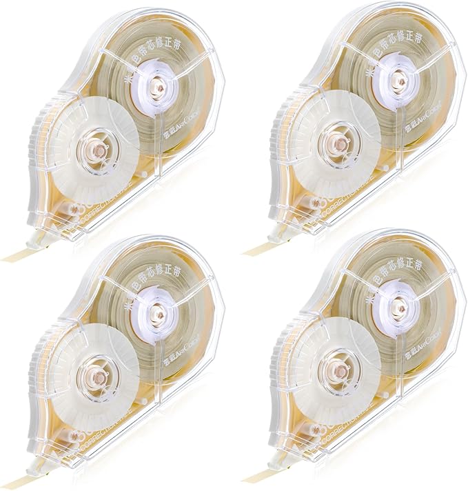 4 Pieces 100 Ft Long Correction Tape, Tear-Resistant Beige Correction Tape Smooth Glide Quick Dry Correct Tapes for School Office Supplies, Crafting, Note Taking, Journal