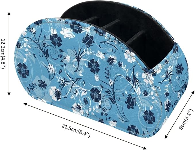 TV Remote Holder with 5 Compartments, Floral Print Office Desk Organizers - Vanity Organizers/Nightstand Accessory,Storage for Jewelry/Cosmetic Brushs/Pens