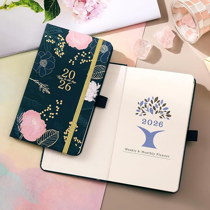 2026-2027 Planner - Pocket Planner 2026-2027, Weekly Monthly Planner 2026, 6.3''×3.8'', Jan 2026 - Dec 2026, Pen Loop, Back Pocket, 2 Book Marks, Elastic Closure, Notes Pages