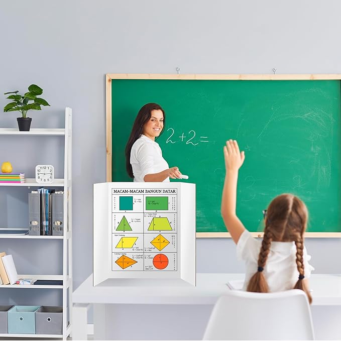 5 Pack Trifold Poster Board, IKAYAS 24" X 16" Double Sided White Poster Boards, Science Fair Display Boards Posterboard Foamboard for Mounting, Prints, Art, Display, Projects Classroom Supplies