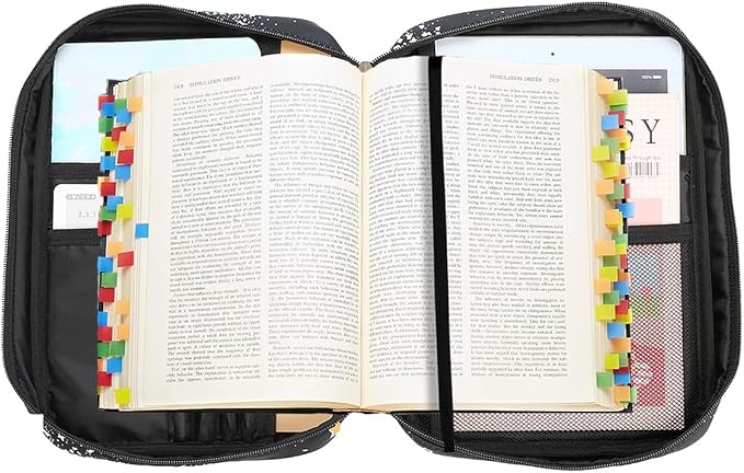 Bible Cover Carrying Book Case Church Bag Bible Protective with Handleand Zippered Back Pocket, Gift for Girls Women Mother Men Women Father Kids(Black Galaxy)