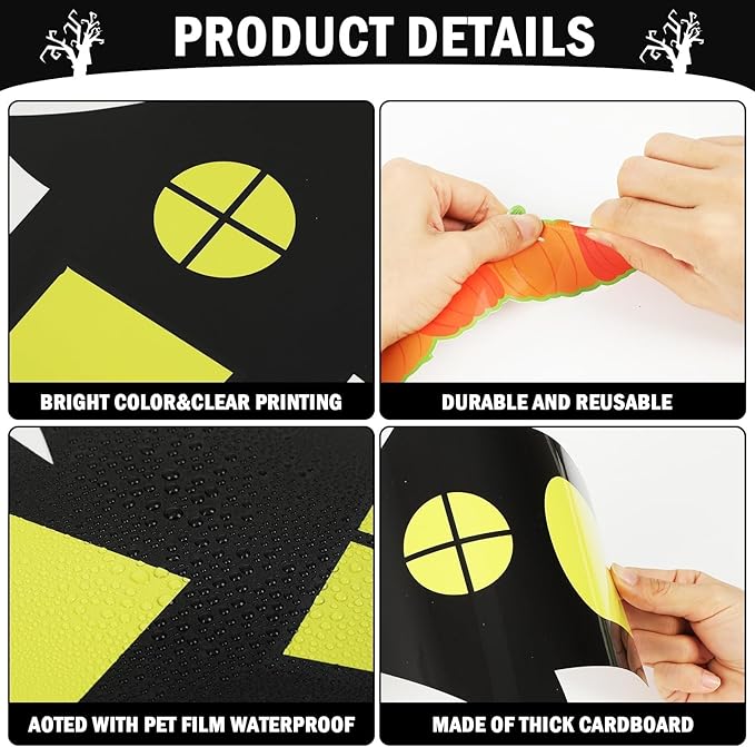 Halloween Classroom Bulletin Board Decoration Set Halloween DIY Photo Craft Castle Pumpkin Witch Bat Moon Paper Cutouts for School Offices Classroom Chalkboard Wall Holiday Decor Supplies