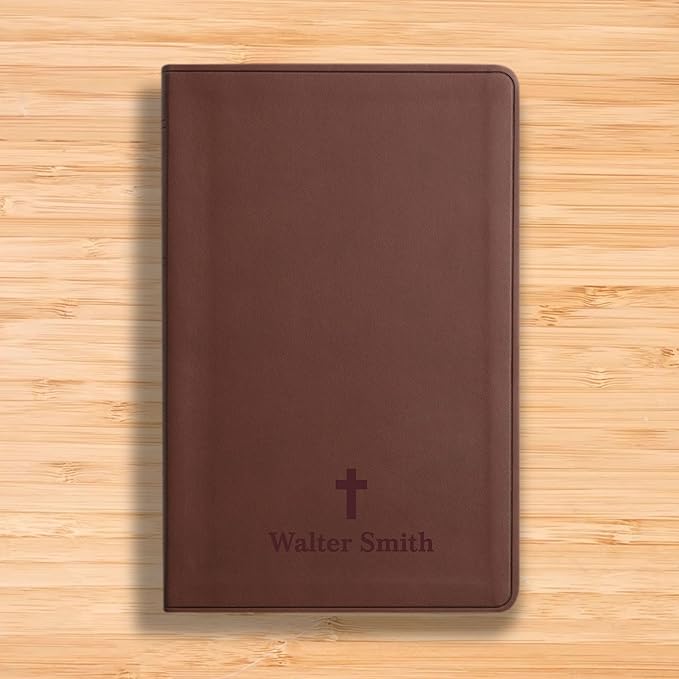 Personalized ESV Thinline Bible Large Print English Standard Version Faux Leather Holy Bible ESV with Custom Name, Date and Text | Custom Gift for Christian & Religious Celebrations | Brown