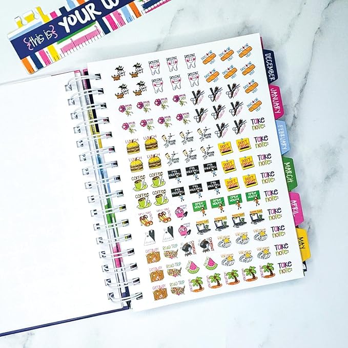 Reminder Binder 2026-2027 Planner – 18-Month Weekly & Monthly Calendar, 361 Stickers, Tabs, Hardcover, Elastic Closure, Pockets, To-Do Lists, Keepsake Gift Box