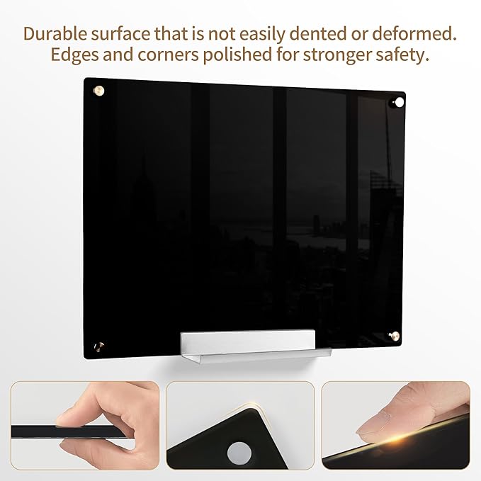 Acrylic Black Magnetic Dry Erase Board for Wall, White Board 48”x36，Frameless Magnetic Dry Erase Board for Office,Classroom and Home/for Kids,Students,Adults90120B