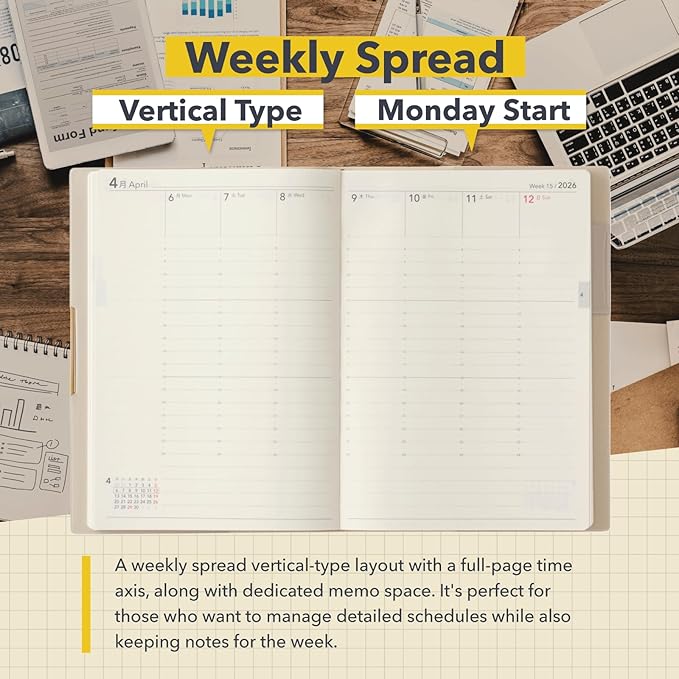 NOLTY Ecri Plus B6-3 Weekly Planner 2026, April Start, Japanese Edition, Ivory, 2026-9861