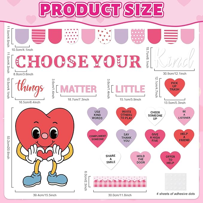 Valentine's Day Reading Bulletin Board Decoration Set Loving Heart Classroom Decorations Choose Your Kind with A Good Book Paper Cutouts for Valentines School Classroom Party Chalkboard Wall Decor