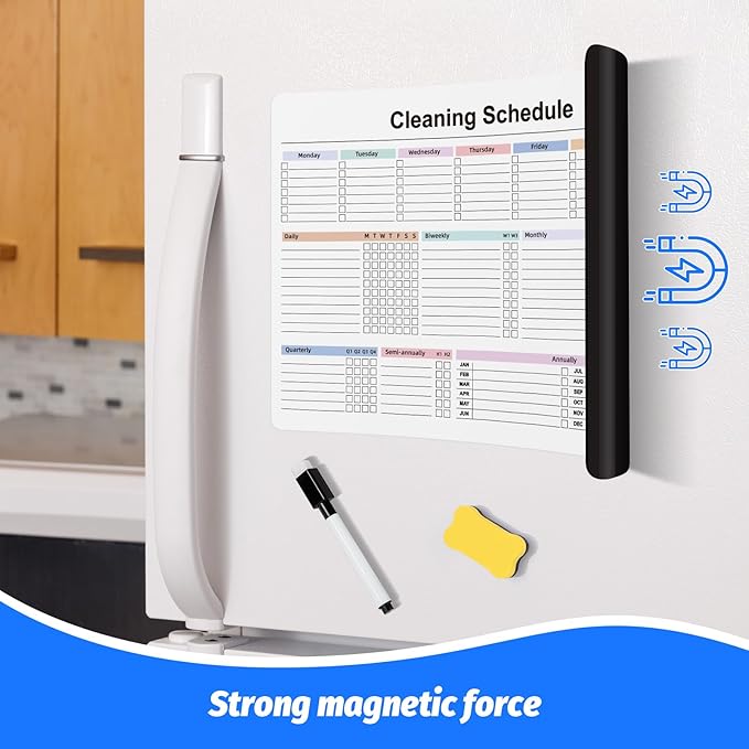 Cleaning Checklist Dry Erase Magnetic Whiteboard for Refrigerator,Daily Weekly and Monthly Checklist Planner and Household Chore-Cleaning Schedules and Checklists