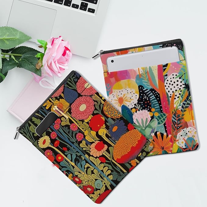 2Pcs Botanical Flower Colorful Book Sleeve Book Accessories Book Cover Book Protector Christmas Birthday Boss Day Book Lovers Gifts Bookish Book Club Gifts for Readers Women Librarian Boss Lady