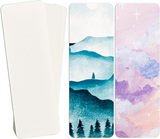50 PCS Watercolor Blank Bookmarks 1.9 x 5.9 inch Watercolor Cards Bulk Craft Book Marks for DIY Art Projects, School Supply, Gifts Tags