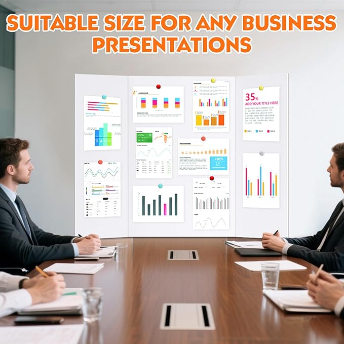 TUXITA Trifold Poster Board,4 Pack 36" x 48" Large White Corrugated Poster Boards,Science Fair Display Boards,Project Boards Perfect for School Projects, Event Displays and Business Presentations