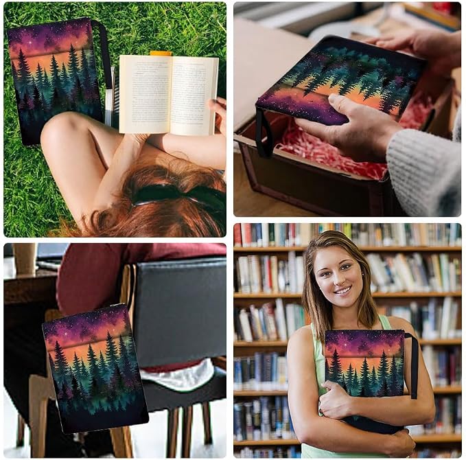 Book Sleeve with Zipper 13.4x9.45 inches(34x24cm) Watercolor Forset Book Covers for Paperbacks Bookish Book Protectors for Students Teachers (1Pc