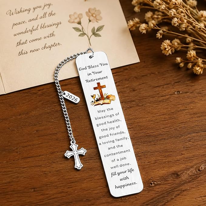 Christian Retirement Gifts for Women Men 2026, Blessings Bookmarks Happy Retirement Gifts for Women Men, Religious Going Away Leaving Farewell Gift for Coworkers Friends Teachers Pastors Retired