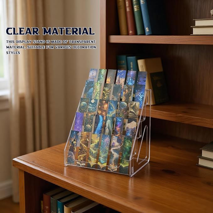5 Tier Bookmark Display Stand for Vendors, Clear Bookmark Sticker Holder Greeting Card for Business Vendor, Retail Store Shop