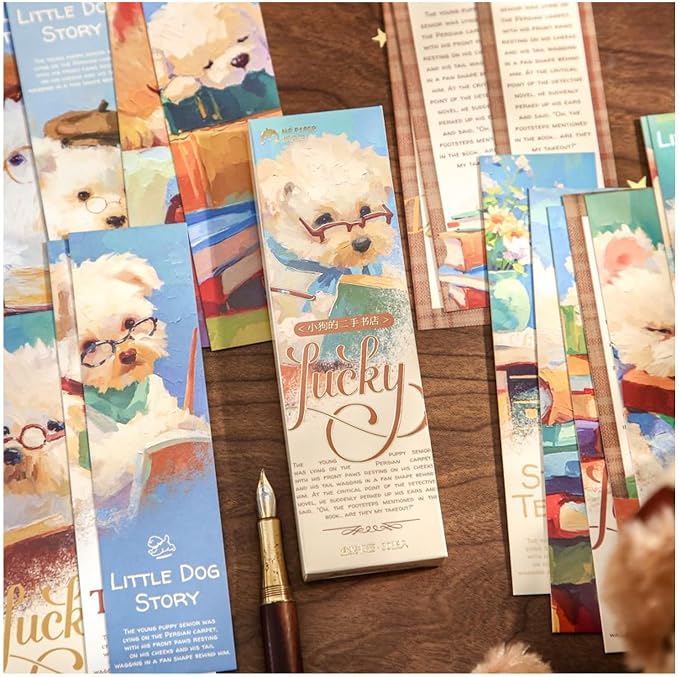Cute Funny Animal Theme Colorful Bookmarks, 30 PCS (Dog Story)