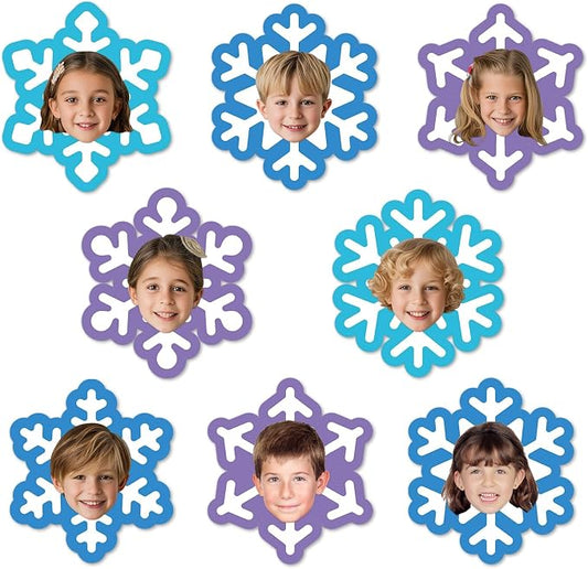 60Pcs Winter Snowflake Paper Cutouts Winter Bulletin Board Decoration Snowflake Blue Purple DIY Photo Craft Cutout Christmas Classroom Supplies for Teacher Student School Holiday Chalkboard Wall Decor