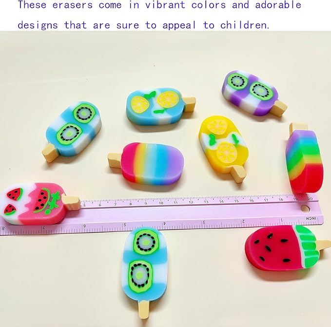 32PCS Cute Erasers for Kids Bulk,Fun for Classroom Back to School Party Gift (ice Cream, Large)