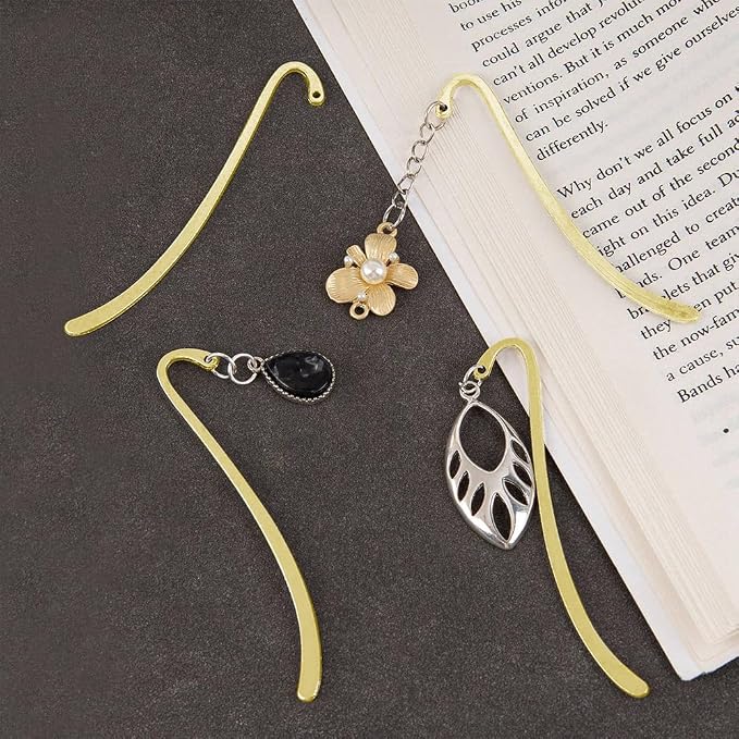 20Pcs Metal Bookmark Hairpin Beading Vintage Bookmark with Hook Alloy Retro Jewelry Making Charms for Crafting Adults Teachers Daily Reading Reading and Enthusiasts Gifts