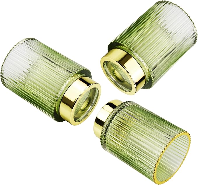 Thick Glass Pen Pot Cute Decorative Pencil Holder Cup for Desk Makeup Brush Holder for Home Office (Green)