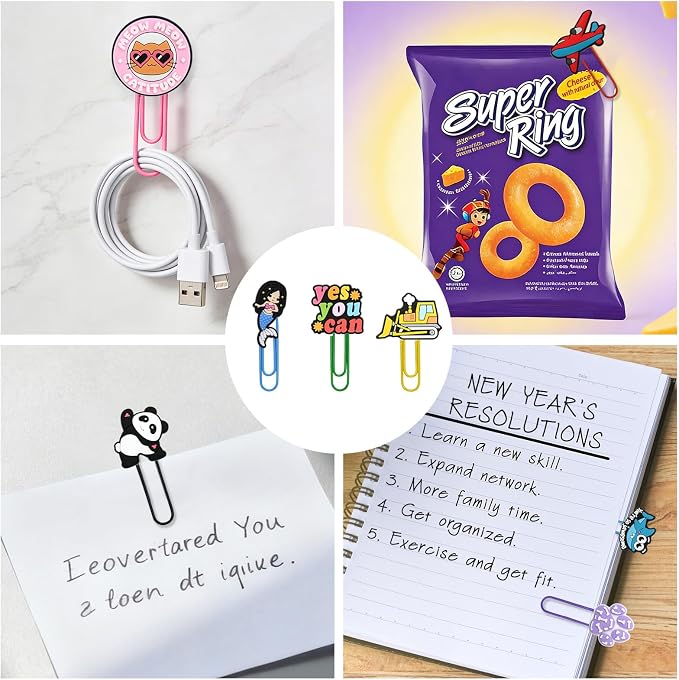 Cute Paper Clips, 200Pcs Random Paper Clips Bulk Colorful Fancy Metal Paperclips Funny Desk Decoration Bookmarks Clamp Cool Book Binder Clip Planner Clip for Paperwork Office Supplies Book Club Gifts