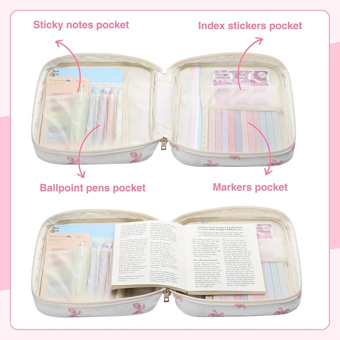 BESARME Pink Bow Bible Cover Case for Women, Large Bible Case Bibles Bag Bibles Study Supplies Christian Gifts Religious Bridal Shower Gifts for Girls