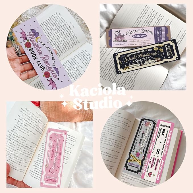 Kaciola 10PCS Funny Bookmarks for Women, Booklovers Club Ticket Theme Book Marks Bookish Items Gift, Cute Bookmarks for Women Booklovers Teachers Adults Reading