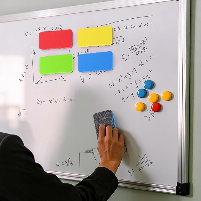 8 Pcs Magnetic Whiteboard Erasers, 4 Colors Dry Erase Erasers, Dry Erase Board Eraser for Home, Classroom, Office Supplies