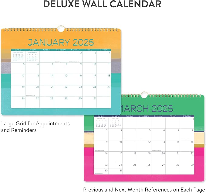 2025 Calendar - Deluxe Monthly Wall Calendar 2024-2025, Orange Circle Studio 12 Month Wall Calendar, January 2025 - December 2025, 12" x 12", Ideal for Home Office - Monthly Color Theory Prints