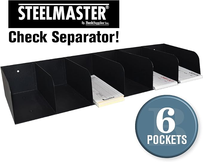 BankSupplies STEELMASTER Steel Document Organizer 6 Pocket Black Powder Coated Finish