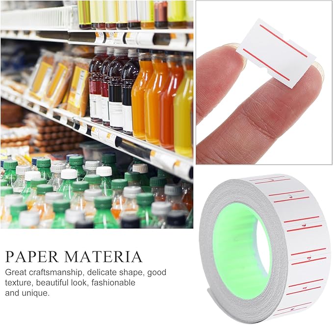 5000pcs Retail Sale Price Marker Tag Tape with Double Colored Lines for Price Gun Labeler, Adhesive Cost Label Paper Roll Set for Supermarket and Market Accessories